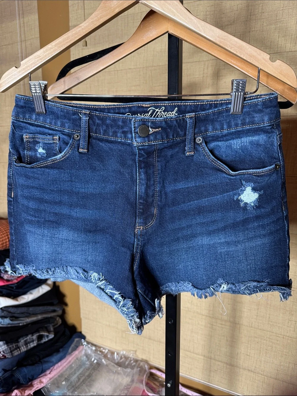 Universal Thread High Rise Shortie Distressed Denim Shorts Size 10